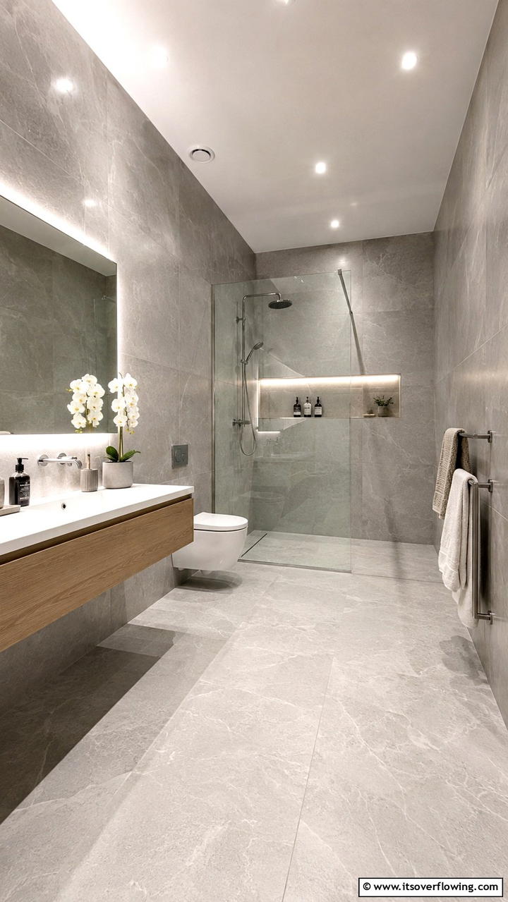 Seamless Floor to Ceiling Tiles - 30 Bathroom Tile Ideas to Refresh Your Space with Style