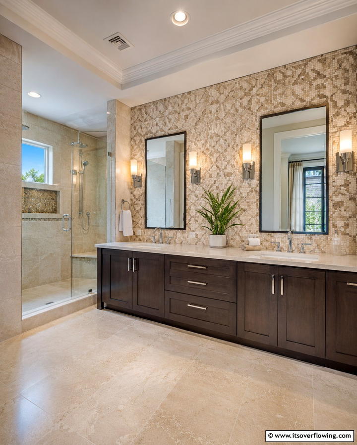 Seamless Floor to Wall Design - 25 Travertine Tile Bathroom Ideas for Natural Beauty