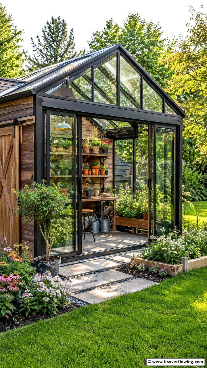 Seamless Indoor Outdoor Connection - 30 Greenhouse and Shed Combo Ideas- Space-Saving Designs