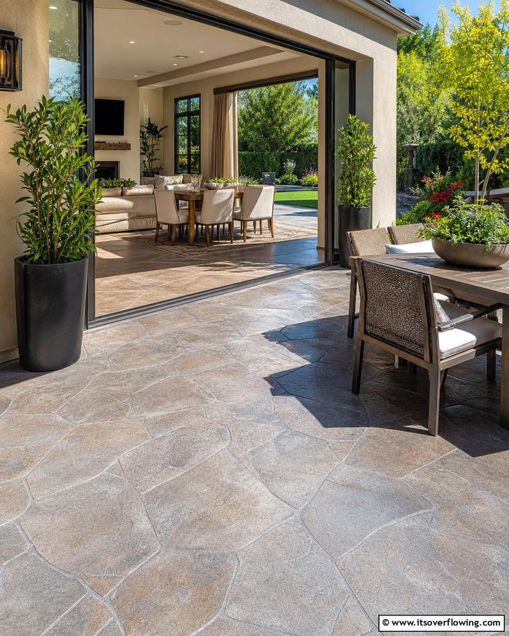 Seamless Indoor Outdoor Flow - 21 Stamped Concrete Patio Designs to Elevate Outdoor Spaces