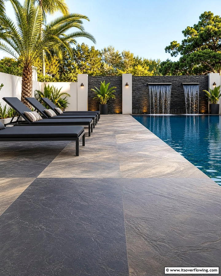 Seamless Slate Texture - 25 Stamped Concrete Pool Deck Ideas for Durability