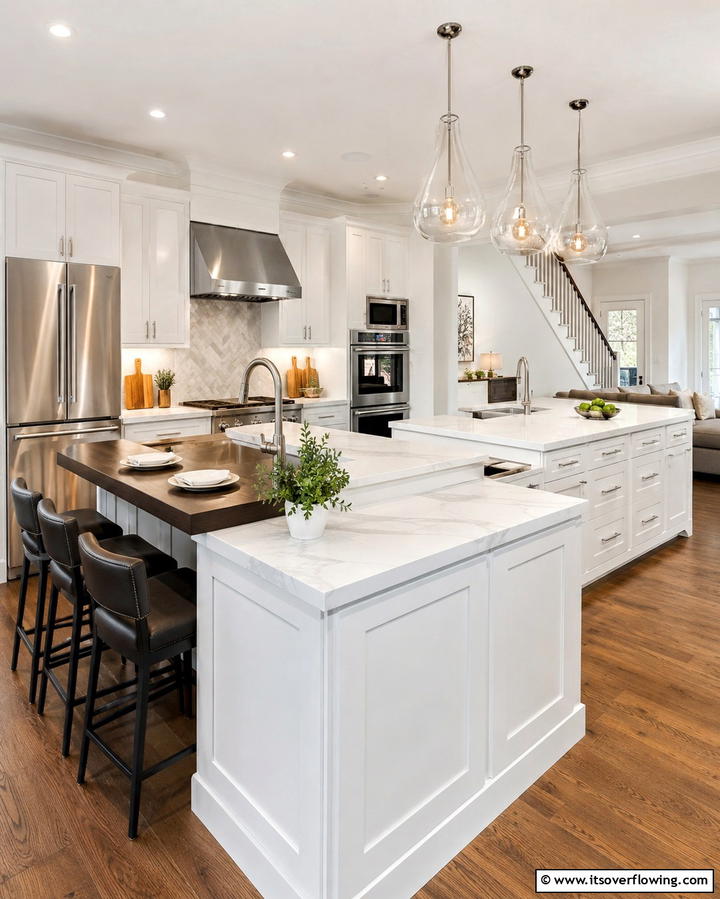 Seamless Storage Integration - 25 Double Island Kitchen Ideas for Spacious Cooking
