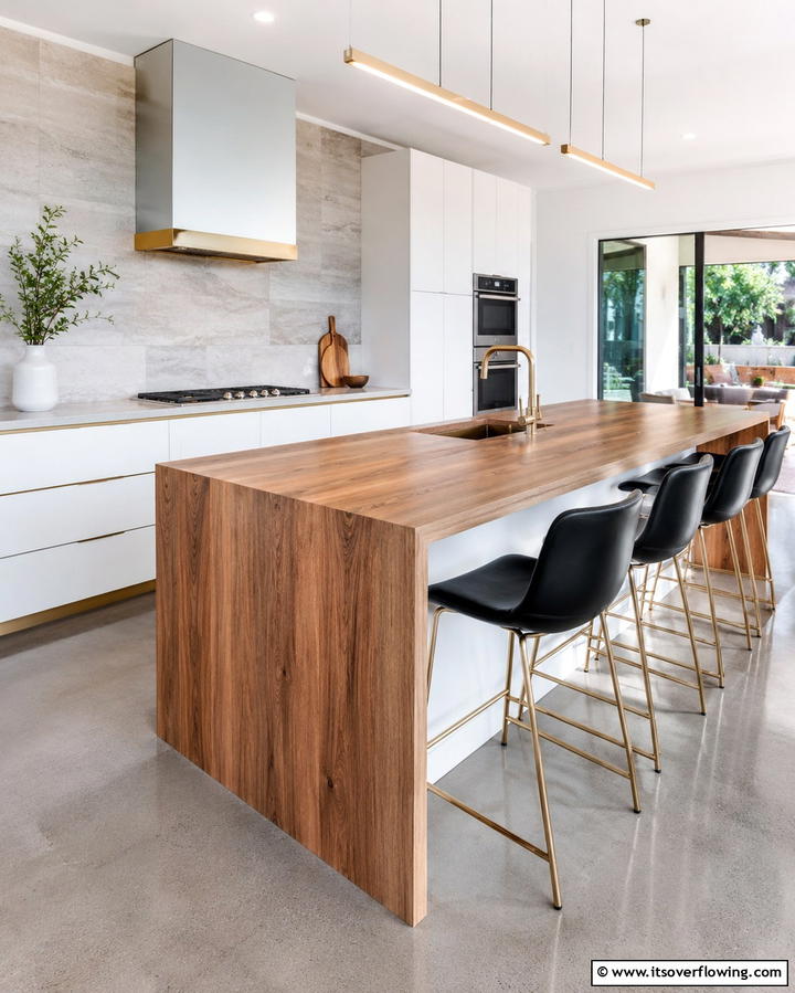 Seamless Style with Waterfall Edge Countertops - 20 Wood Countertop Ideas for a Natural and Stylish Kitchen