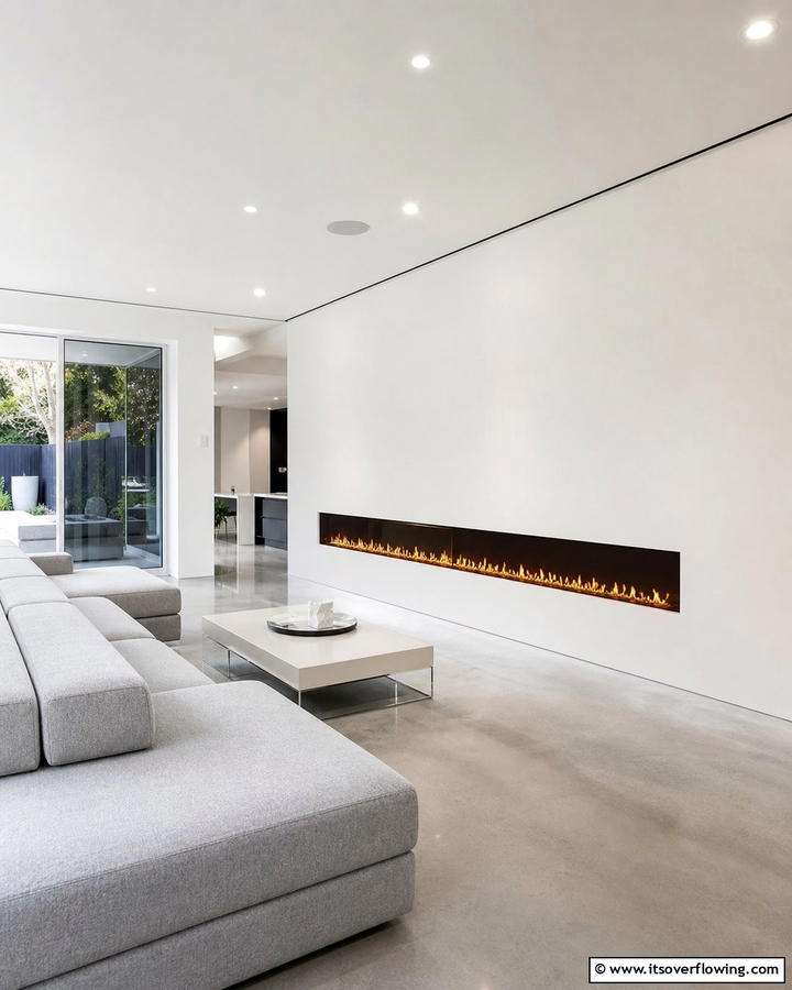 Seamless Wall Mounted Linear Fireplace - 30 Linear Fireplace Ideas for Modern Home Heating