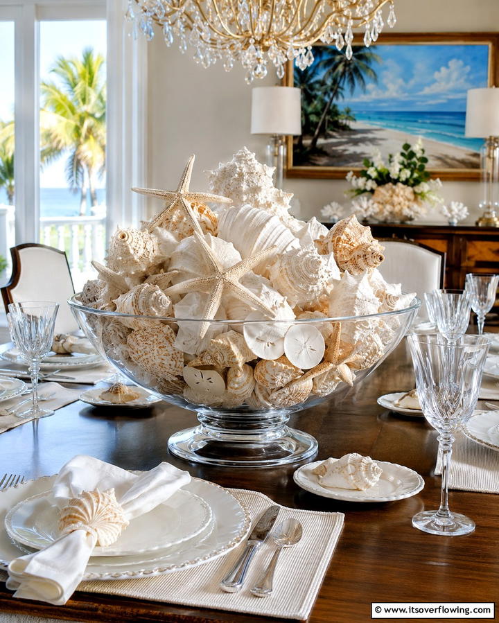 Seashell Centerpieces - 30 Relaxed Coastal Decor Inspirations for Beach-Inspired Homes