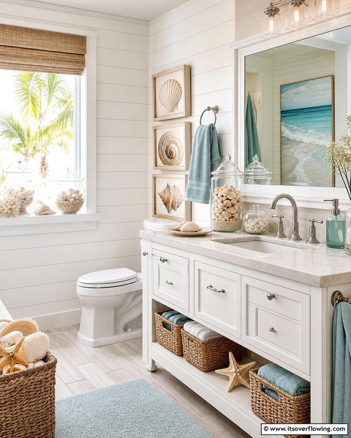 Seashell Inspired Decor - 25 Coastal Bathroom Ideas for a Serene Beach Retreat
