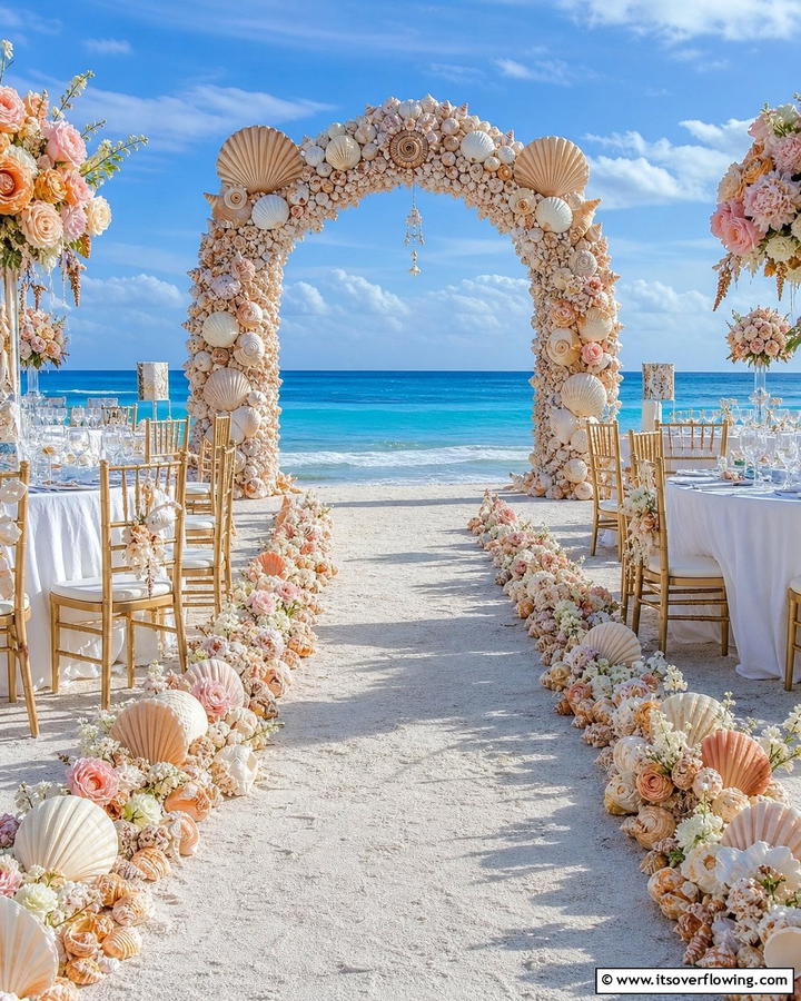 Seashell Inspired Details - 21 Beach Wedding Ideas for a Sun-Kissed Ceremony by the Ocean