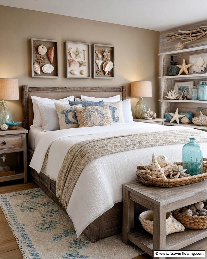 Seashell and Beachcomber Accents - 21 Beach Themed Bedroom Ideas for a Coastal Escape at Home