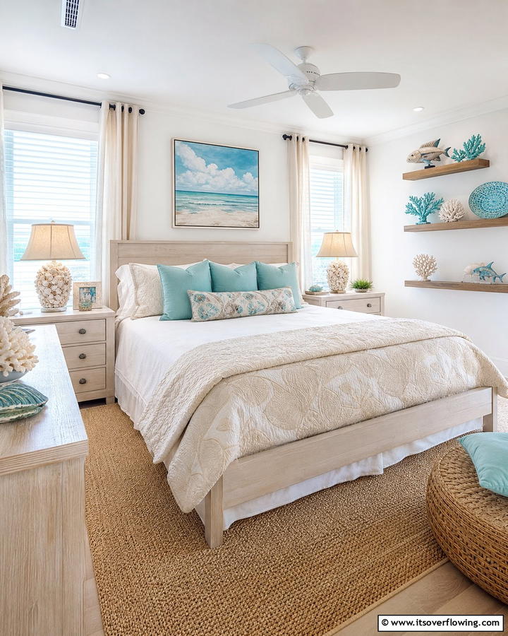 Seashell and Marine Decor - 21 Coastal Bedroom Ideas for Relaxing Beach Vibes