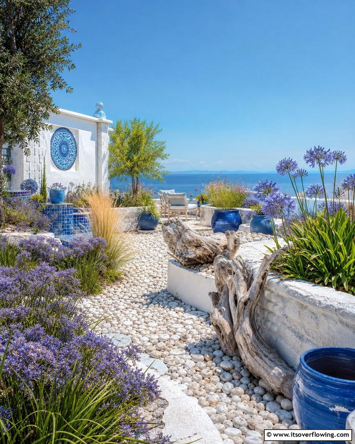 Seaside Garden Escape - 30 Greek Garden Ideas- Mediterranean-Inspired Landscaping