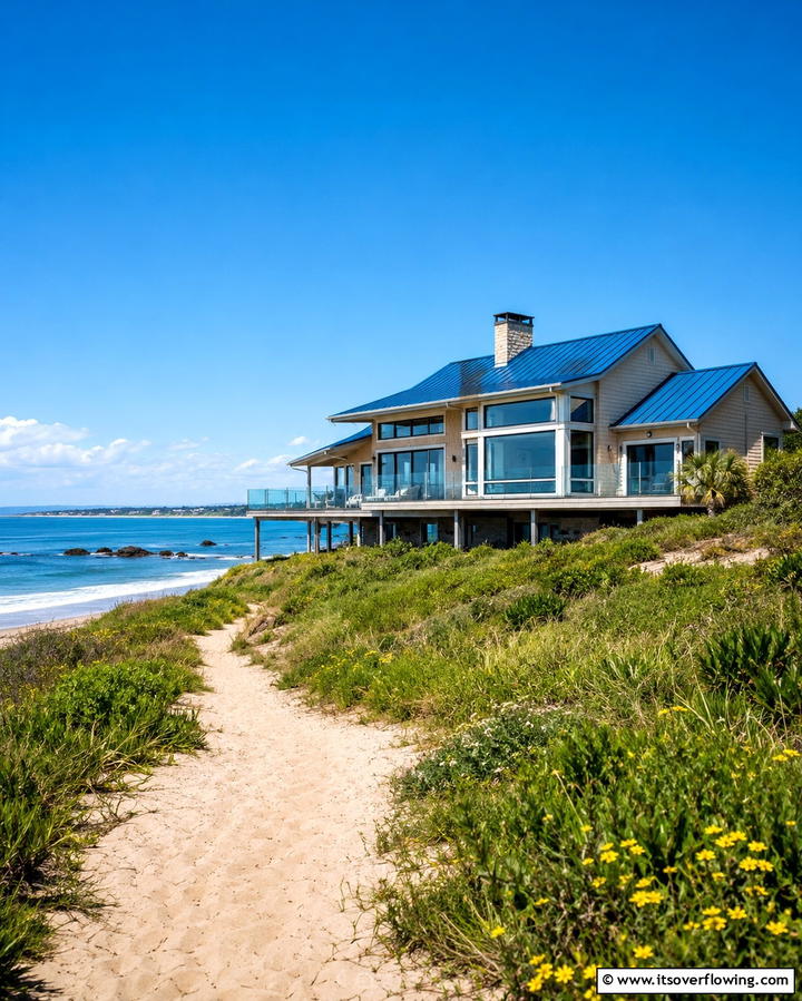 Seaside Sanctuary - 25 Houses With Blue Metal Roofs for Curb Appeal