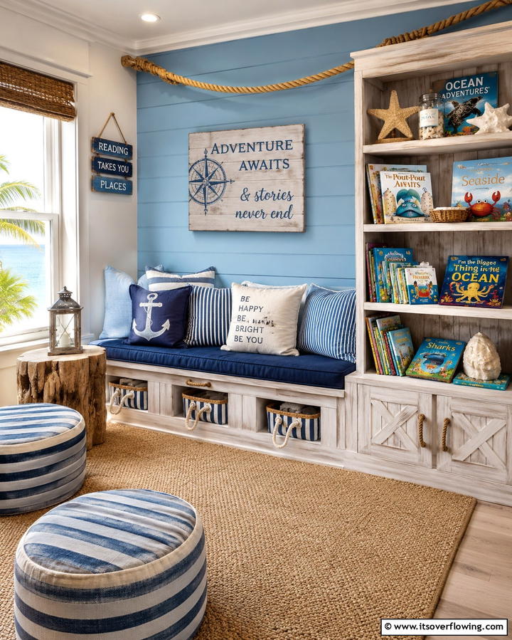 Seaside Story Spot - 30 Kids Reading Nook Ideas- Cozy Spaces for Young Readers