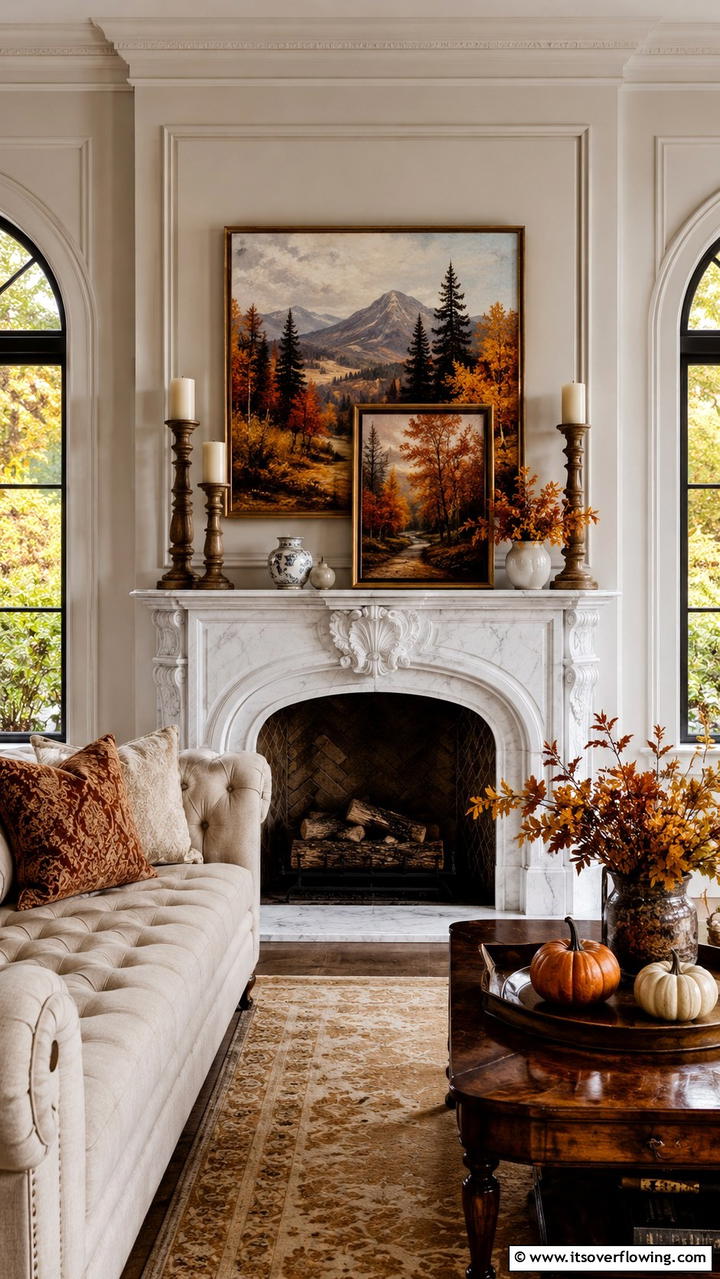 Seasonal Artwork - 30 Fall Mantel Decor Ideas for Seasonal Coziness