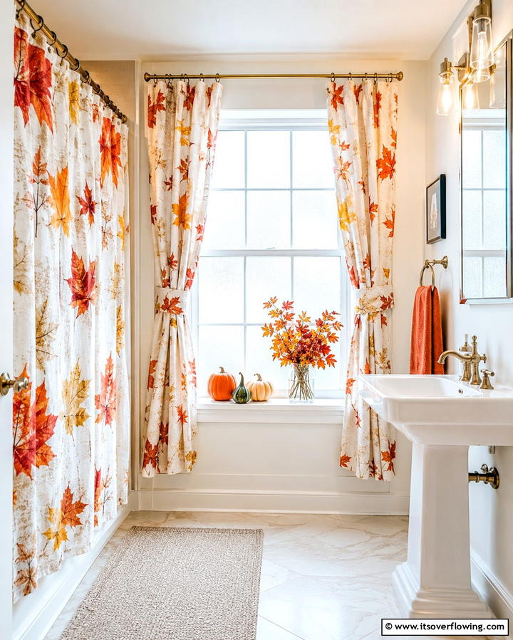 Seasonal Bathroom Curtains - 25 Fall Bathroom Decor Ideas for a Seasonal and Stylish Update
