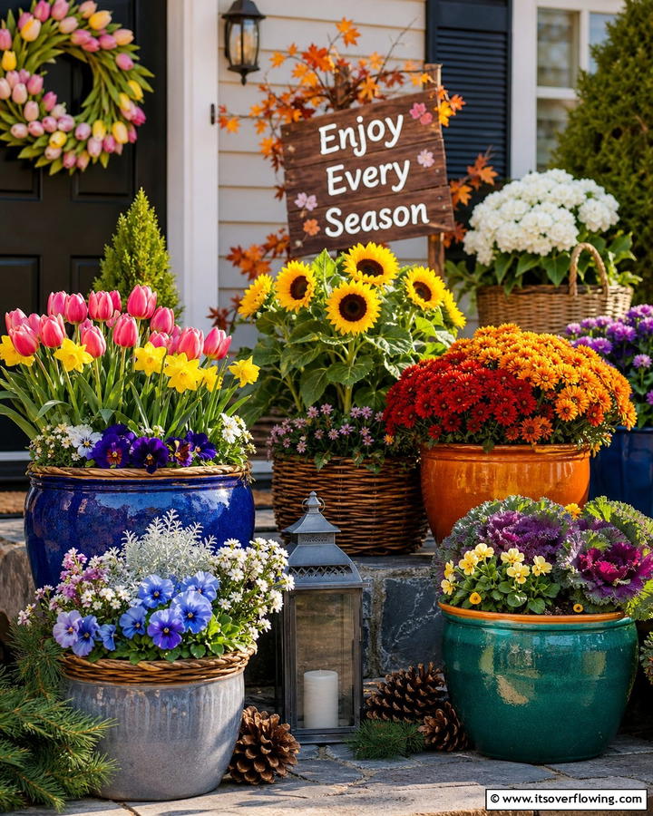 Seasonal Bloom Container Garden - 21 Container Garden Ideas for Flexible Planting Solutions