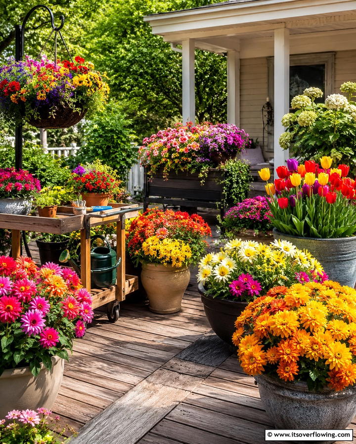 Seasonal Bloom Patio - 30 Patio Garden Ideas for Lush Small-Space Greenery
