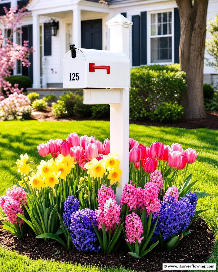 Seasonal Bulb Displays - 30 Creative Mailbox Landscaping Ideas for Curb Appeal