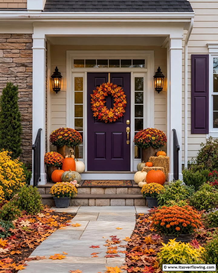 Seasonal Decor for Year Round Appeal - 20 Dark Purple Front Door Ideas for a Bold Entrance