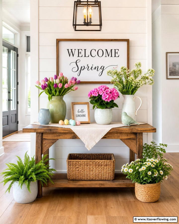 Seasonal Decor for a Festive Welcome - 25 Entryway Table Decor Ideas to Welcome Guests in Style