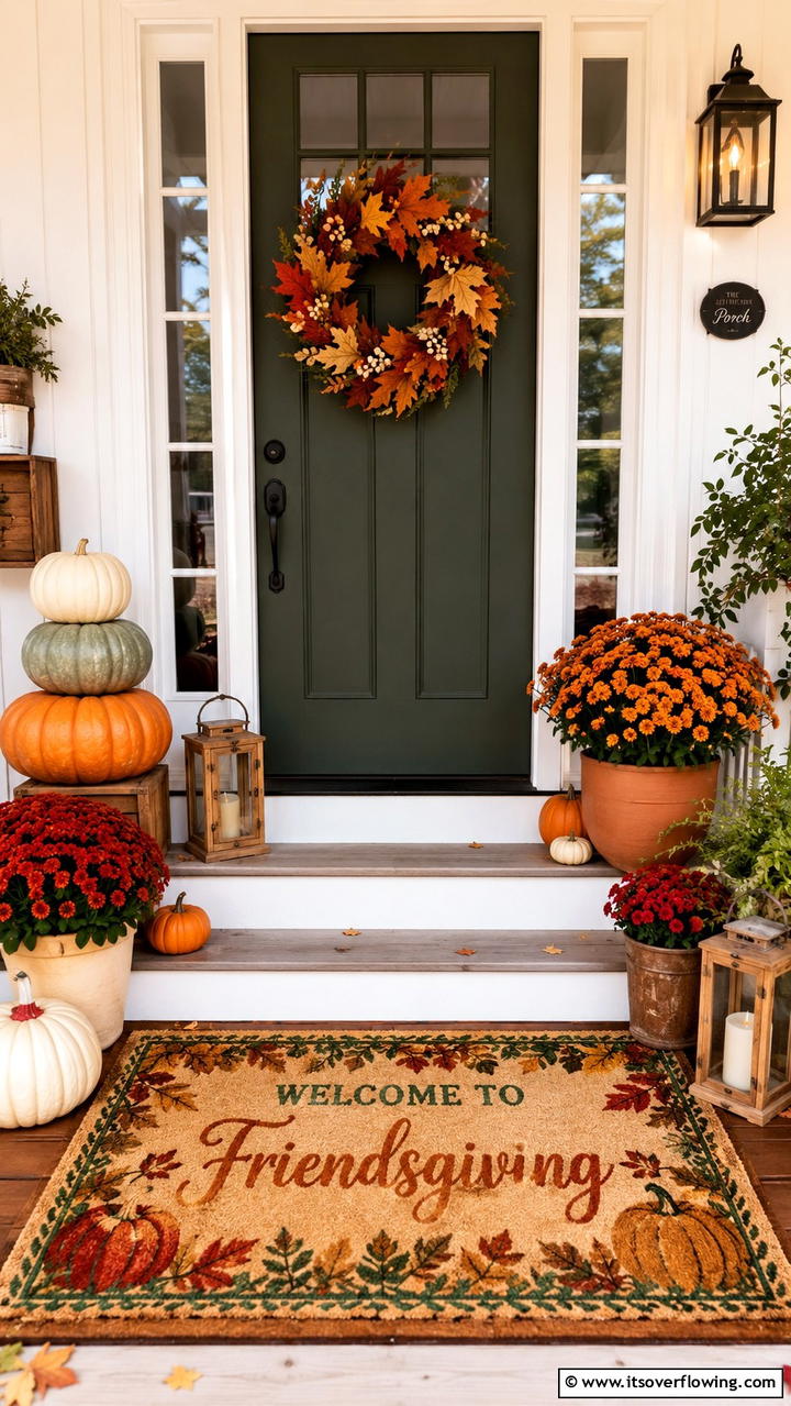 Seasonal Doormat Statement - 30 Friendsgiving Decor Ideas for Festive Gatherings