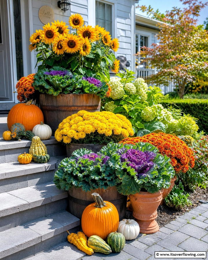Seasonal Flower Arrangements - 21 Fall Outdoor Decorating Ideas for a Cozy Vibe