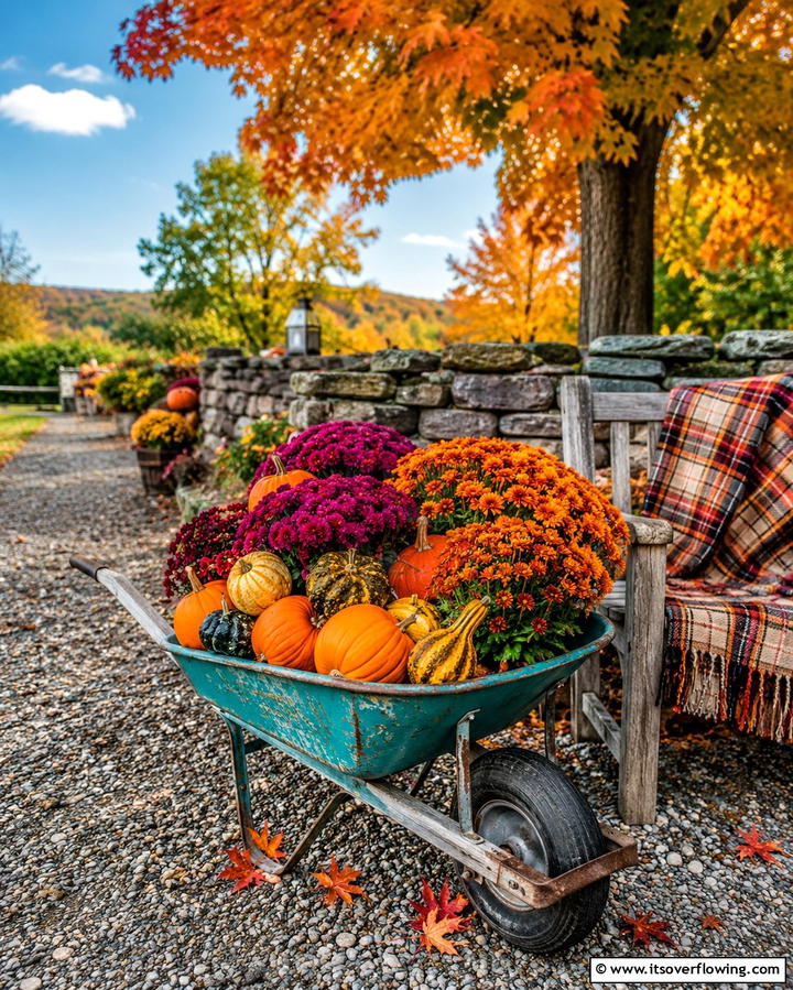 Seasonal Flower Display - 25 Old Wheelbarrow Ideas for Unique and Creative Garden Decor