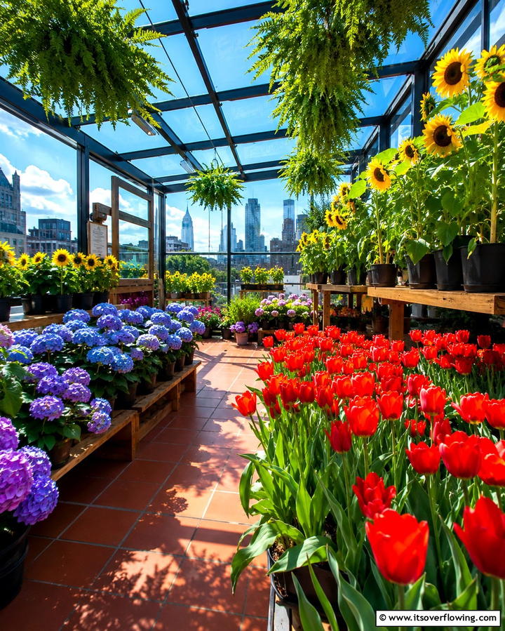 Seasonal Flower Greenhouse - 25 Rooftop Greenhouse Ideas for Urban Gardening