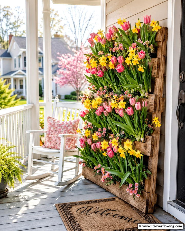 Seasonal Flower Pallet - 25 Vertical Pallet Garden Ideas for Urban Spaces