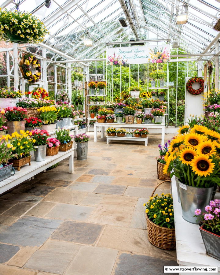 Seasonal Flower Showcase - 25 Greenhouse Room Ideas for a Plant Lover’s Paradise