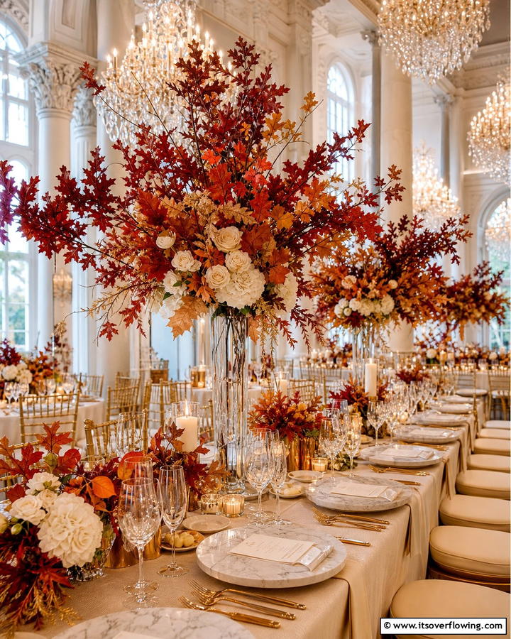 Seasonal Foliage Arrangements - 21 Fall Wedding Décor Ideas for a Seasonal Celebration