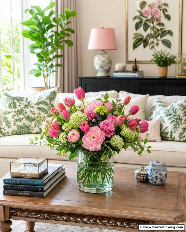 Seasonal Fresh Florals - 20 Coffee Table Centerpiece Ideas for Stylish Living Rooms