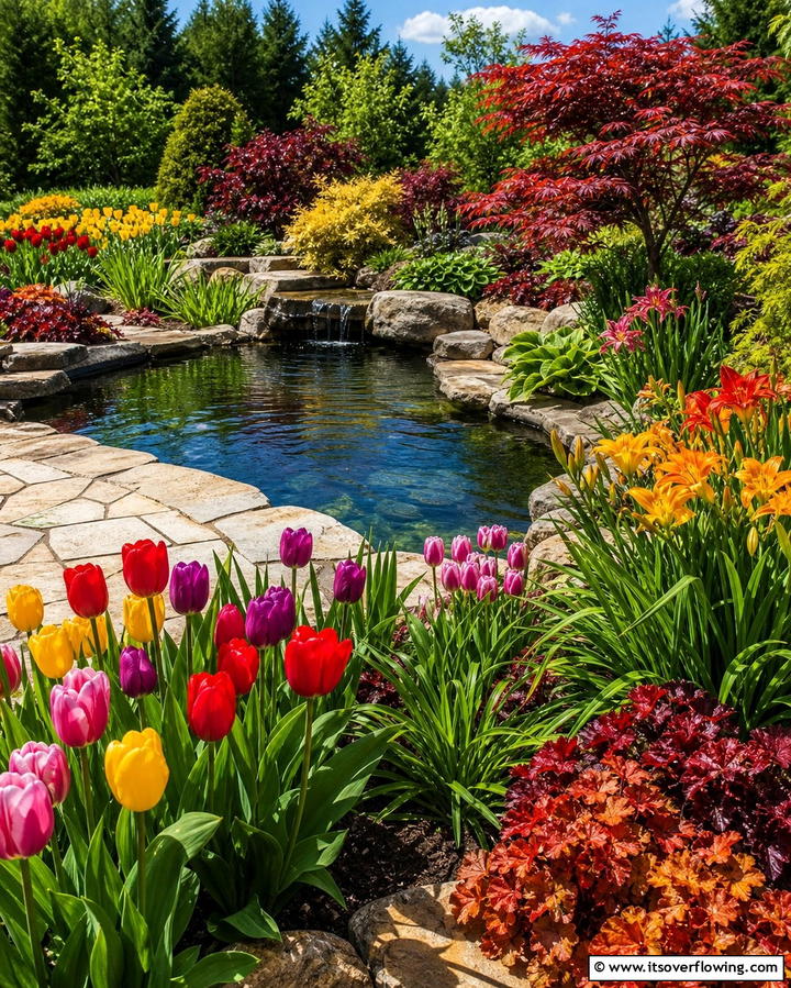 Seasonal Plant Displays - 25 Pond Landscaping Ideas for a Tranquil Backyard
