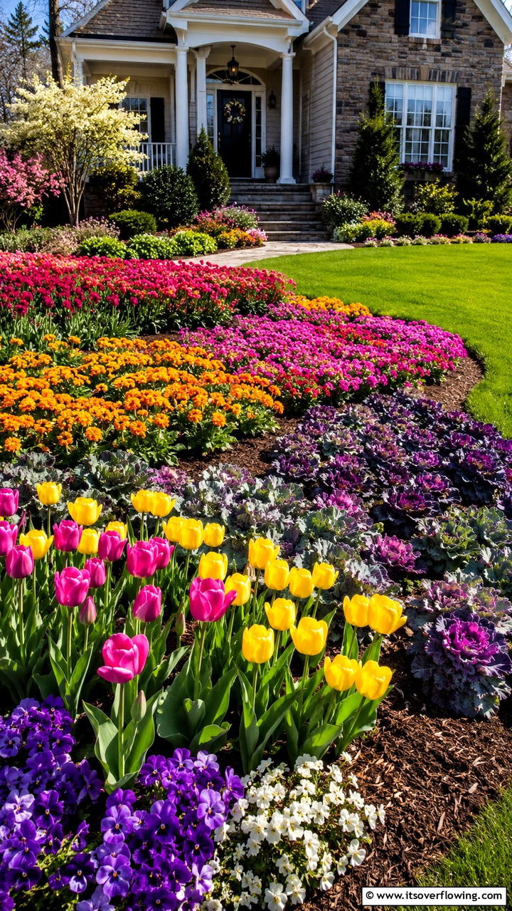 Seasonal Plant Rotation - 30 Front Yard Landscaping Ideas for Stunning Curb Appeal