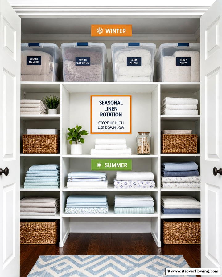Seasonal Rotation Strategies - 30 Linen Closet Organization Ideas for Maximized Storage