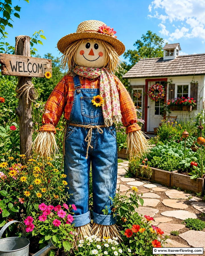 Seasonal Scarecrow - 20 Garden Scarecrow Ideas to Protect and Decorate Your Garden