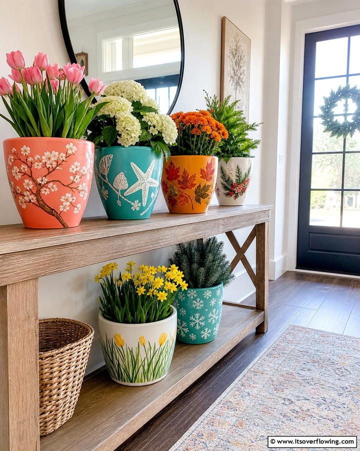 Seasonal Sensation Splash - 21 Painted Pot Ideas for Creative Plant Container Makeovers
