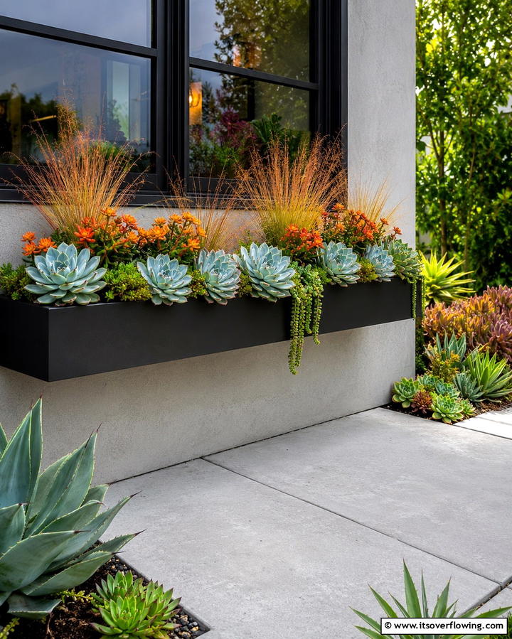 Seasonal Succulent Scene - 30 Fall Window Box Ideas for Autumn-Inspired Floral Displays