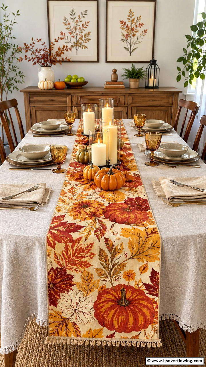 Seasonal Table Runner - 30 Friendsgiving Decor Ideas for Festive Gatherings