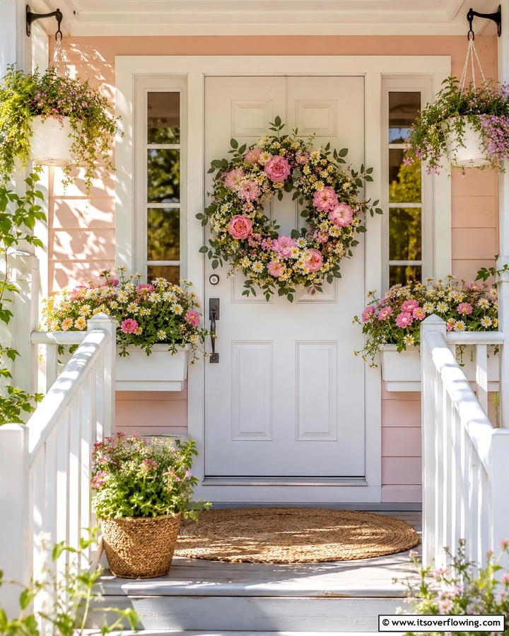 Seasonal Wreaths - 30 Small Front Porch Ideas to Boost Curb Appeal