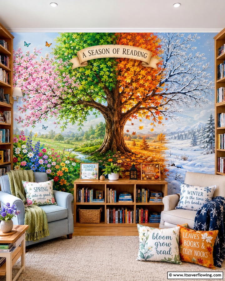 Seasons of Reading - 20 Library Murals to Inspire Your Next Home Project