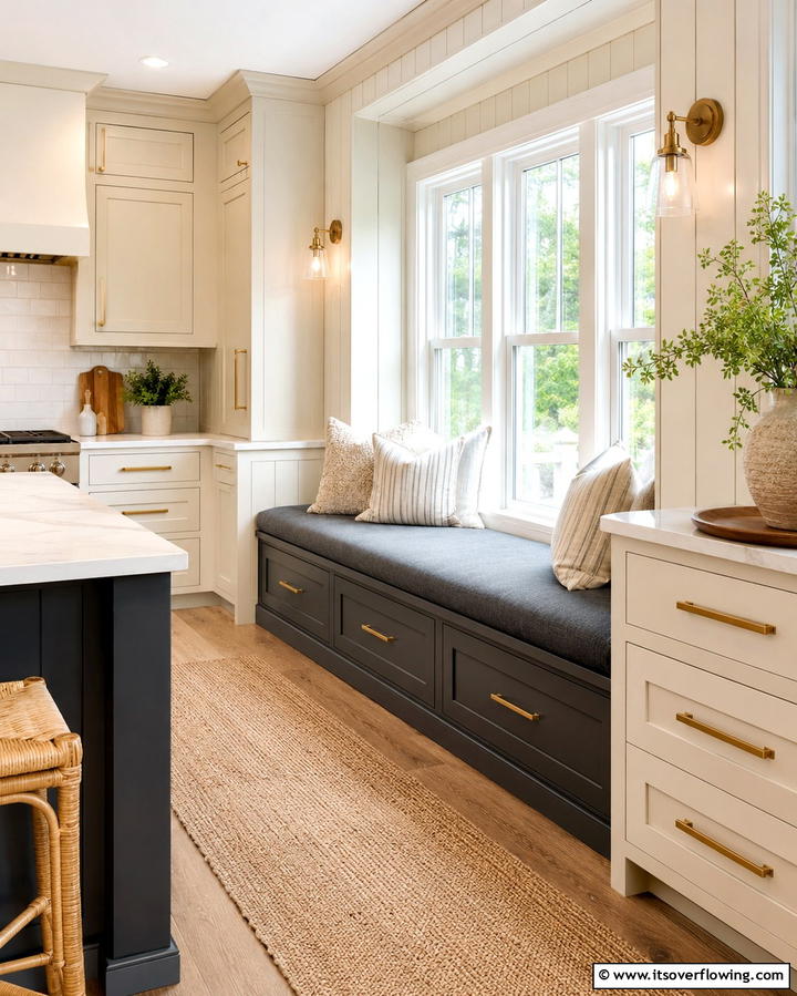 Seating and Storage Combo - 25 Kitchen Bay Window Ideas for a Bright Cooking Space