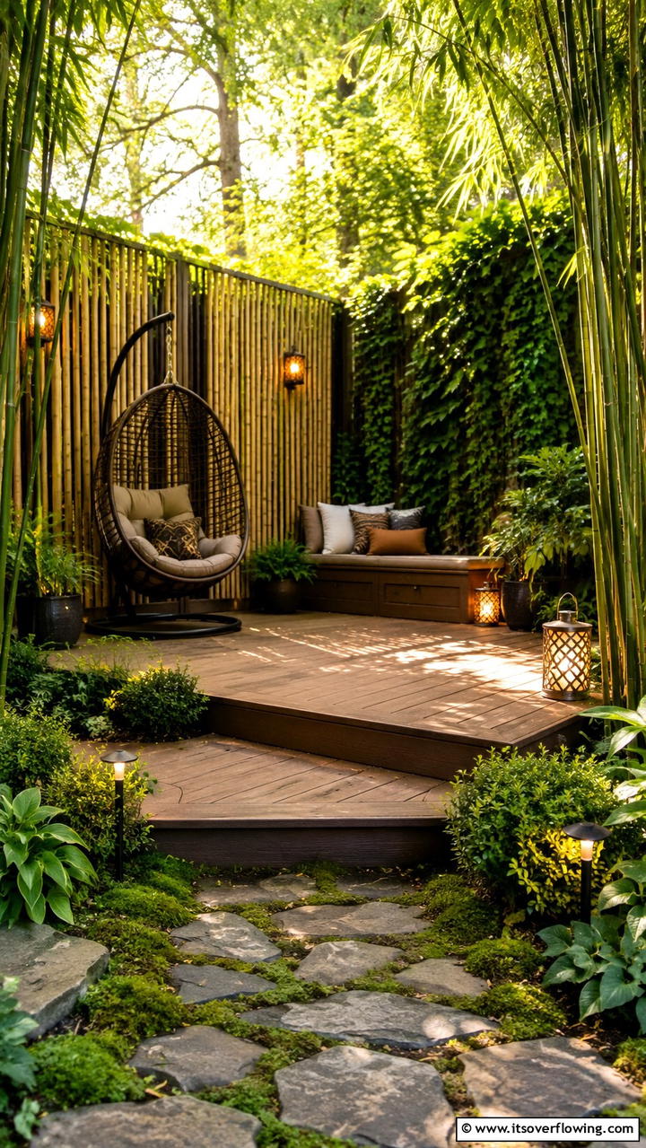 Secluded Hideaway Composite Deck - 30 Composite Deck Ideas- Stylish and Durable Outdoor Designs