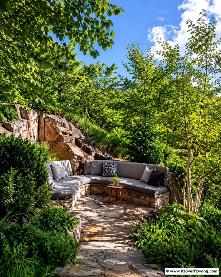 Secluded Seating Nooks - 30 Hillside Landscaping Ideas for Sloped Yards