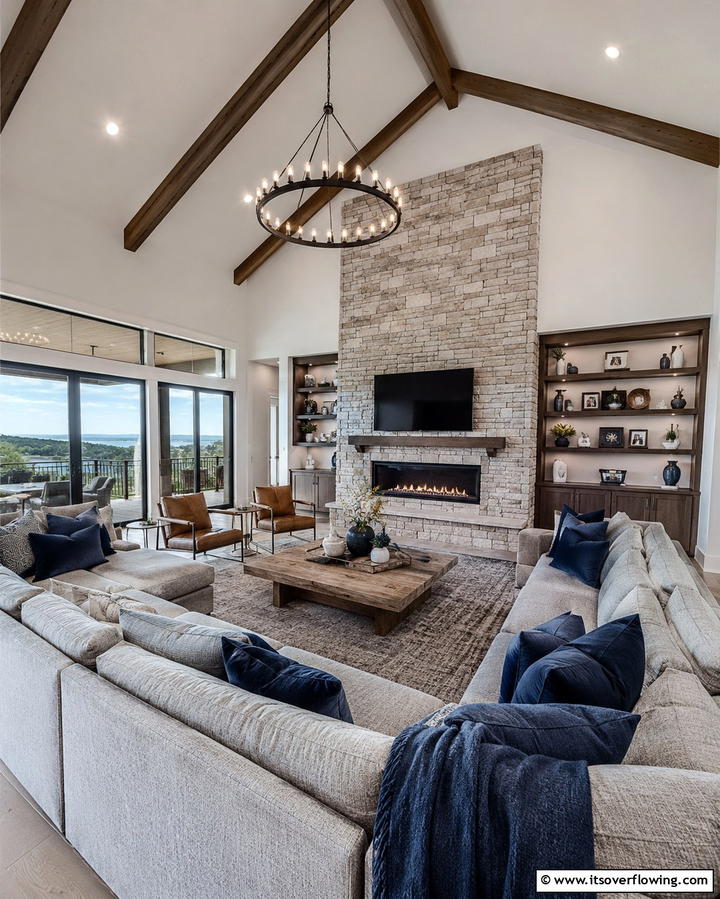 Sectional Sofa for Family Comfort - 25 Fireplace Seating Ideas to Cozy Up Your Living Room