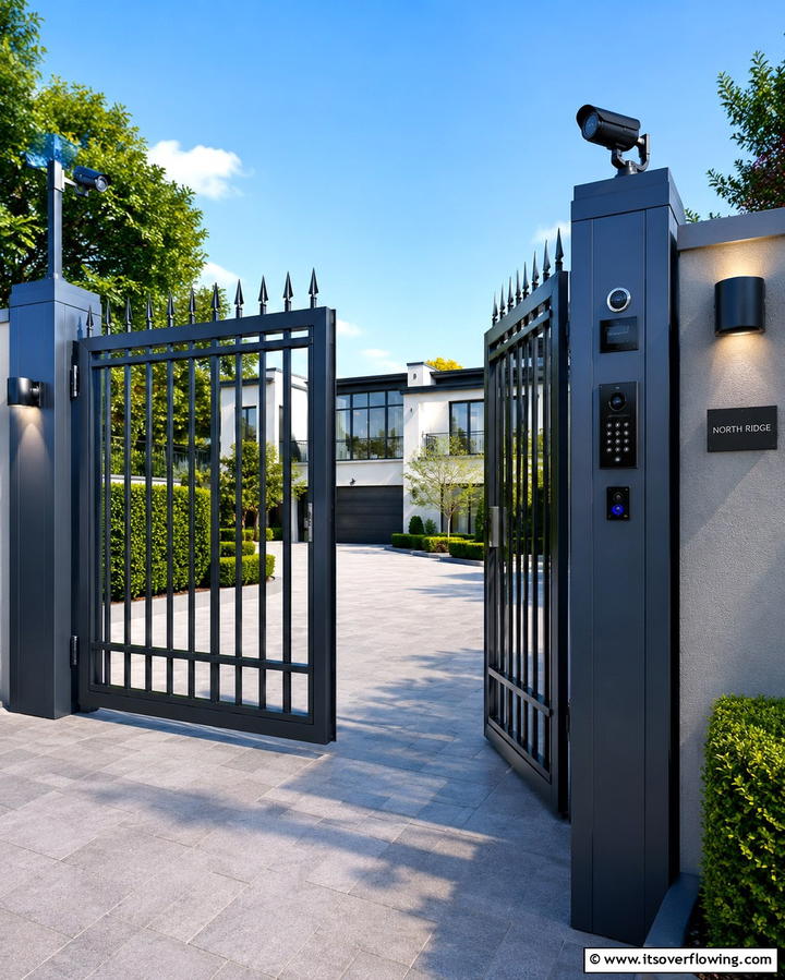 Security Focused Design Gate - 30 Inviting Front Gate Designs for Home Entrances