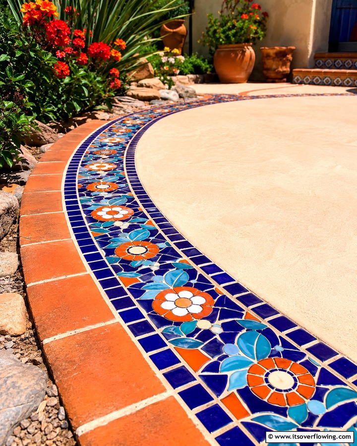 Semi Circle Patio with Accent Tiles - 25 Semi Circle Patio Ideas and Inspiration for Your Backyard