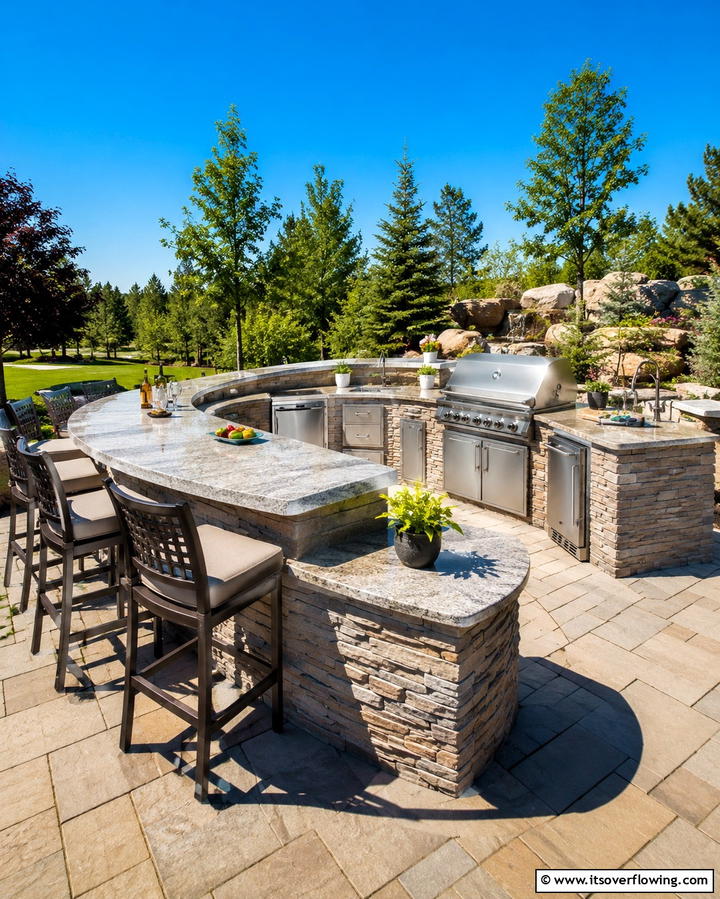 Semi Circle Patio with Outdoor KitchenOne - 25 Semi Circle Patio Ideas and Inspiration for Your Backyard