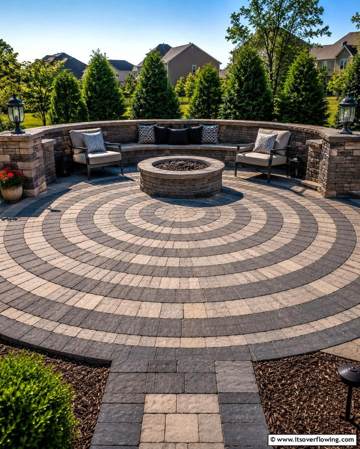 Semi Circle Patio with Paver Patterns - 25 Semi Circle Patio Ideas and Inspiration for Your Backyard