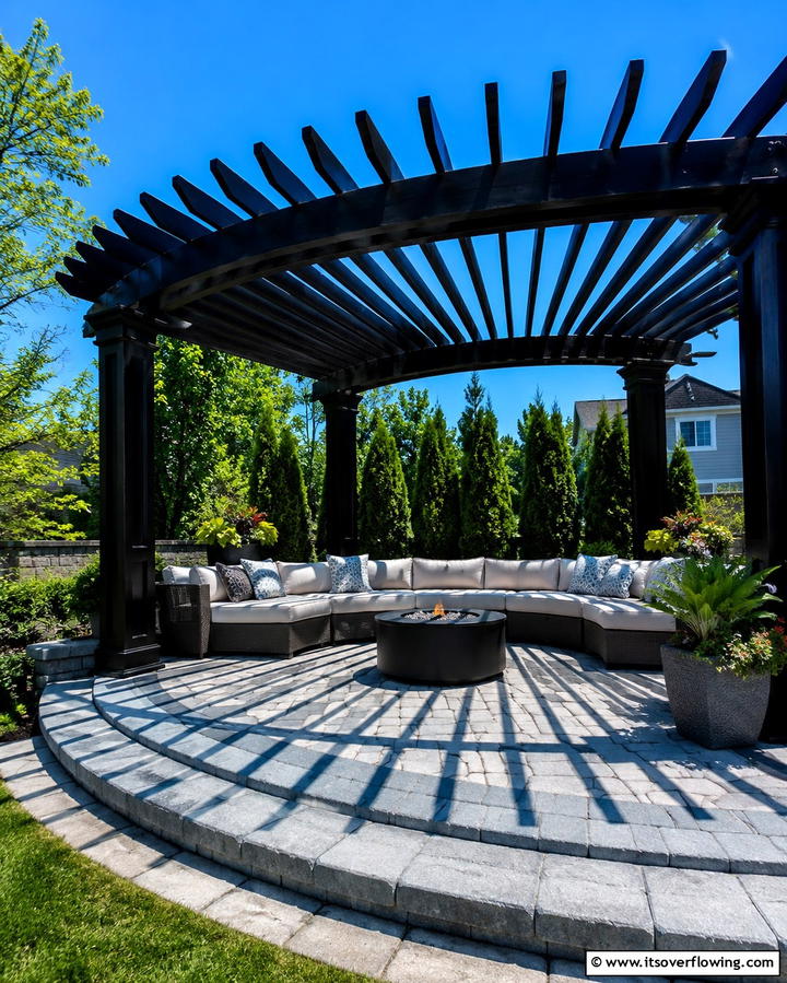 Semi Circle Patio with PergolaOne - 25 Semi Circle Patio Ideas and Inspiration for Your Backyard