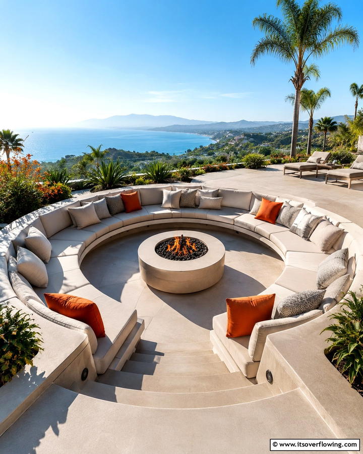 Semi Circle Patio with Sunken Seating - 25 Semi Circle Patio Ideas and Inspiration for Your Backyard